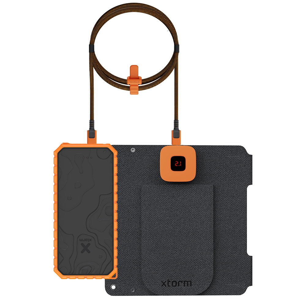 28W Draagbaar Zonnepaneel + Rugged Powerbank 20.000 mAh + USB - C PD kabel 240W Bundel - Xtorm NL