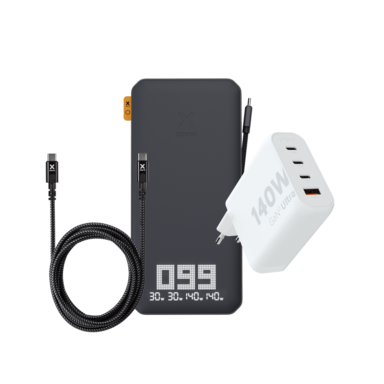 Xtorm XB403 + USB-C PD 240W Kabel + Snellader 140W