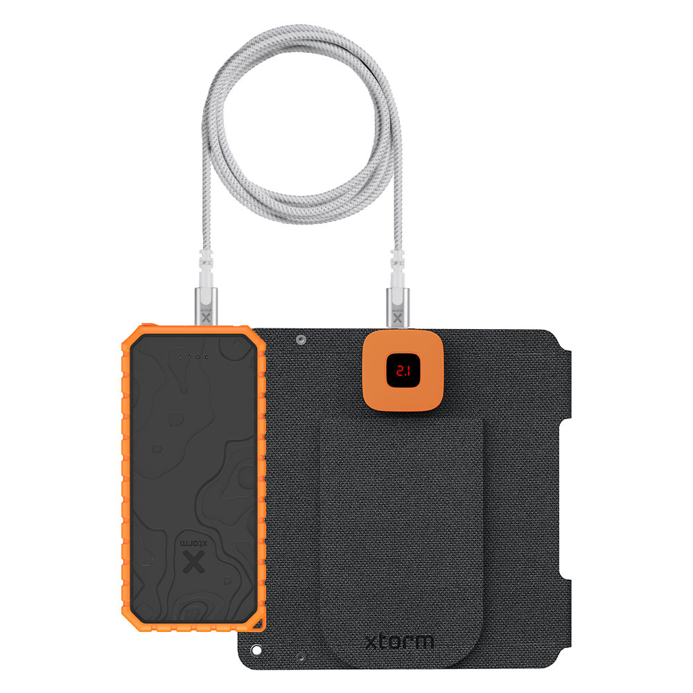 28W Draagbaar Zonnepaneel + Rugged Powerbank 20.000 mAh + USB - C PD kabel 100W Bundel - Xtorm NL