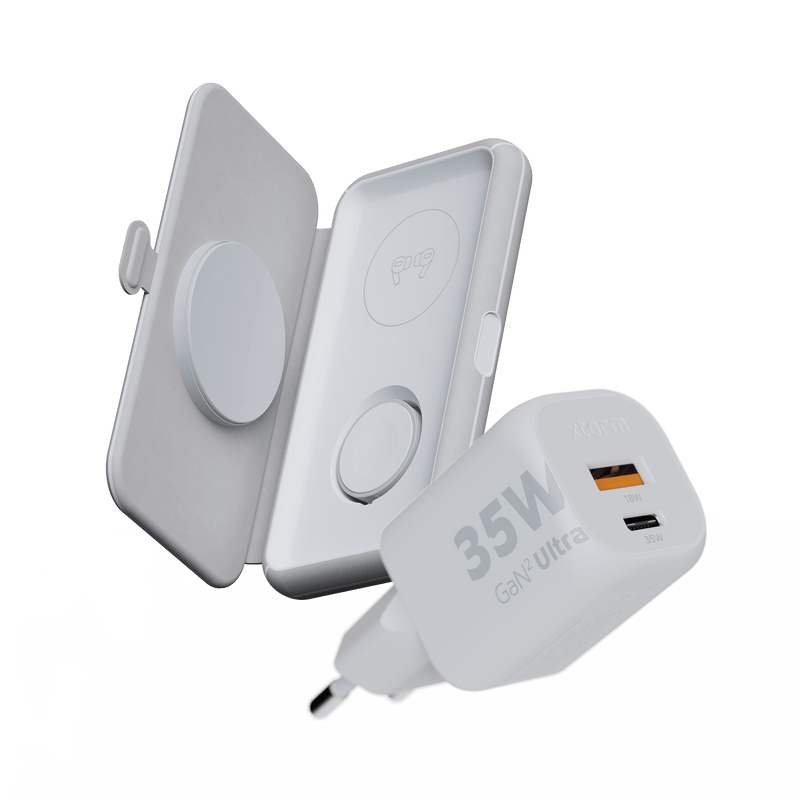 Xtorm 3in1 Opvouwbare Draadloze Oplader + 35W Snellader Bundel