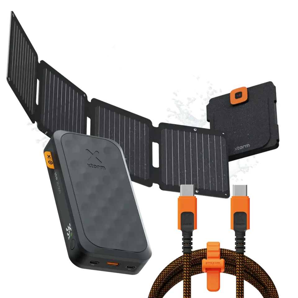 Xtorm 28W Draagbaar Zonnepaneel + FS5 Powerbank 20.000 mAh + USB-C PD kabel 240W Bundel