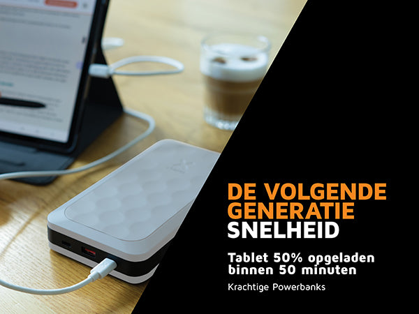 De volgende generatie snelheid. Tablet 50% opgeladen binnen 50 minuten Krachtige Powerbanks. Tablet 50% opgeladen binnen 50 minuten