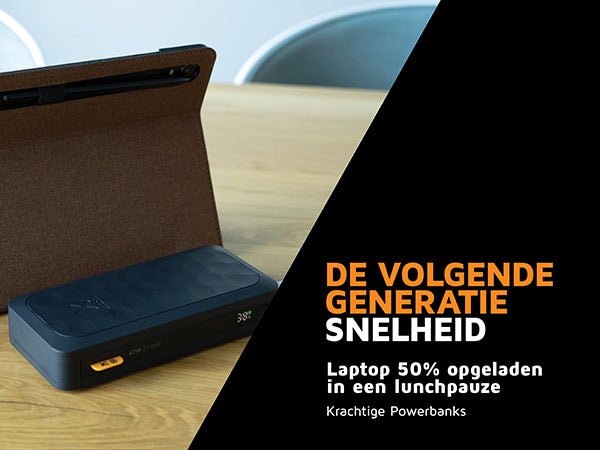 De volgende generatie snelheid. Laptop 50% opgeladen in een lunchpauze Krachtige Powerbanks. Laptop 50% opgeladen in een lunchpauze