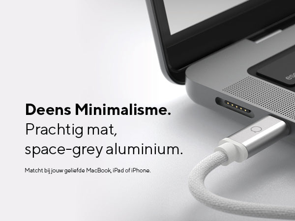 Deens Minimalisme. Prachtig mat, space-grey aluminium. Matcht bij jouw geliefde MacBook, iPad of iPhone