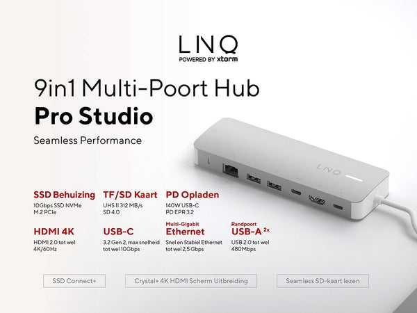 LINQ 9in1 SSD PRO USB-C Multipoort Hub 140W 1/13