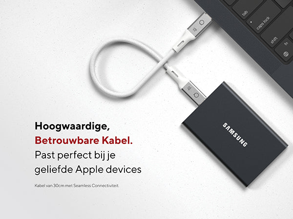 Hoogwaardige, Betrouwbare Kabel. Past perfect bij je geliefde Apple devices. Kabel van 30cm met Seamless Connectiviteit