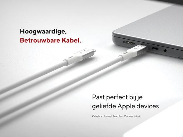 Hoogwaardige, Betrouwbare Kabel. Past perfect bij je geliefde Apple devices. Kabel van 1m met Seamless Connectiviteit