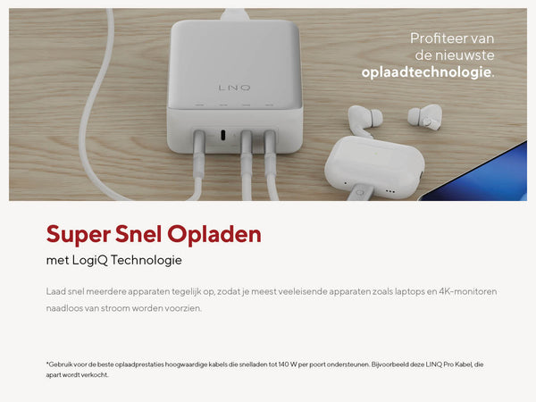 Super Snel Opladen. Met LogiQ Technologie. Laad snel meerdere apparaten tegelijk op, zodat je meest veeleisende apparaten zoals laptops en 4K-monitoren naadloos van stroom worden voorzien. Profiteer van de nieuwste oplaad-technologie