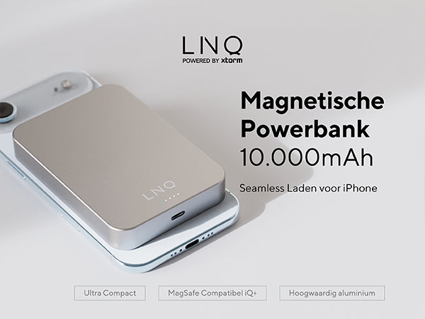 Magnetische Powerbank 10.000mAh. Seamless Laden voor iPhone. Ultra Compact. MagSafe Compatibel iQ+. Hoogwaardig aluminium