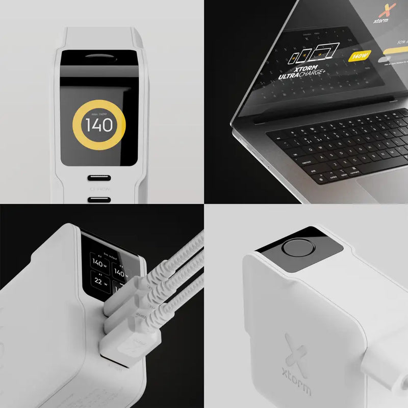NextGen 140W Laptop Snellader - 3 poorten (2x USB-C PD + USB-A) - Dusk White