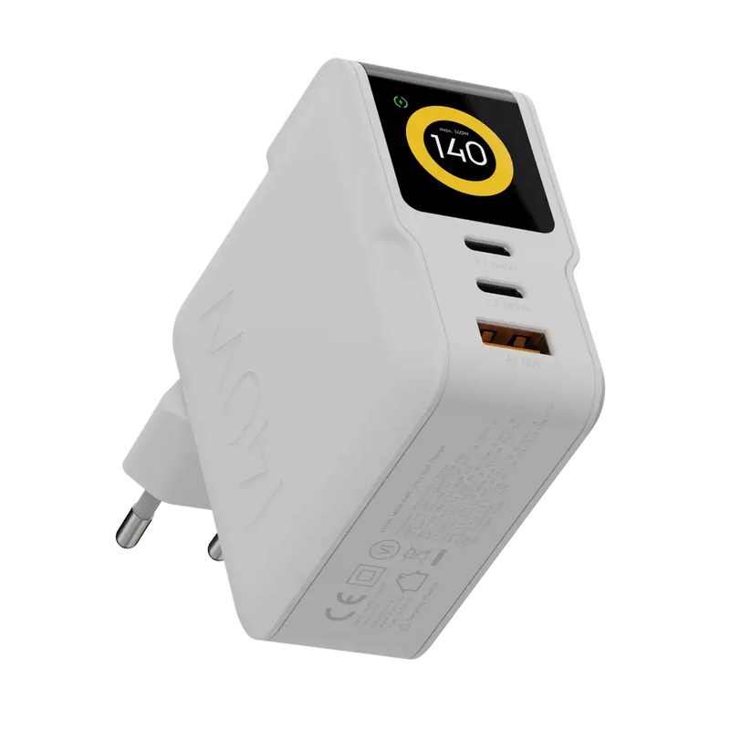 NextGen 140W Laptop Snellader - 3 poorten (2x USB-C PD + USB-A) - Dusk White