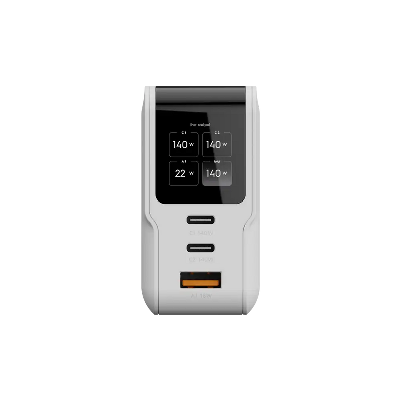 NextGen 140W Laptop Snellader - 3 poorten (2x USB-C PD + USB-A) - Dusk White
