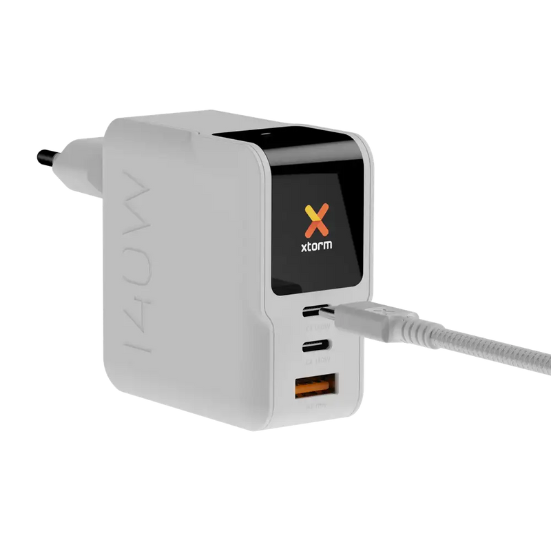 NextGen 140W Laptop Snellader - 3 poorten (2x USB-C PD + USB-A) - Dusk White