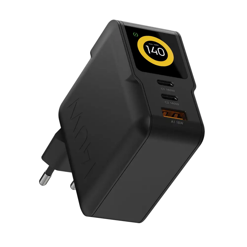 NextGen 140W Laptop Snellader - 3 poorten (2x USB-C PD + USB-A) - Midnight Black