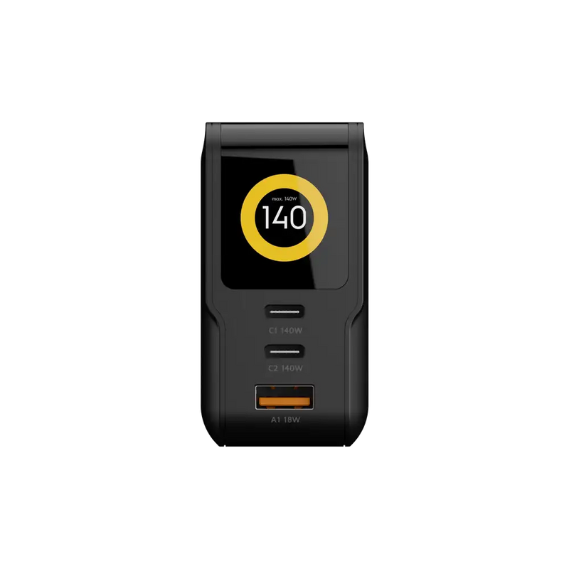 NextGen 140W Laptop Snellader - 3 poorten (2x USB-C PD + USB-A) - Midnight Black