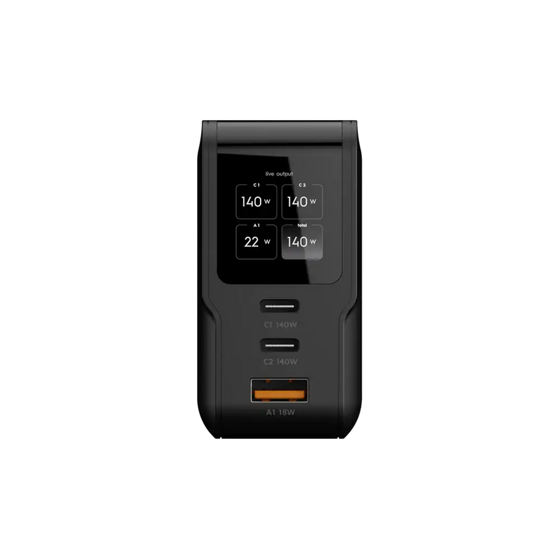 NextGen 140W Laptop Snellader - 3 poorten (2x USB-C PD + USB-A) - Midnight Black