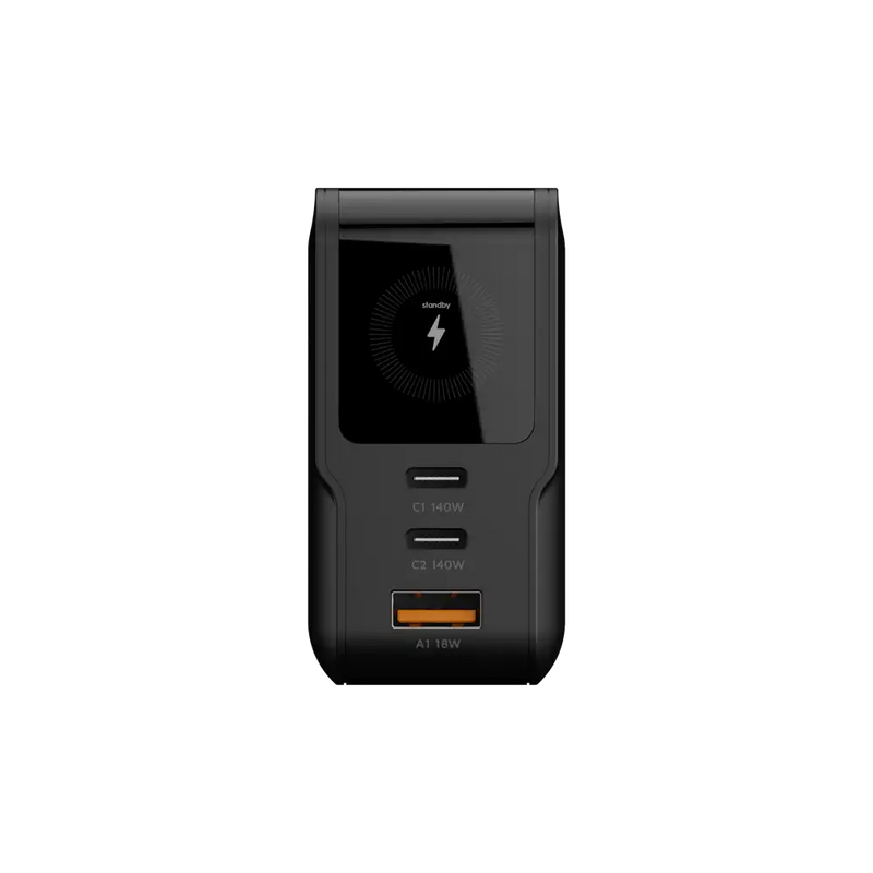 NextGen 140W Laptop Snellader - 3 poorten (2x USB-C PD + USB-A) - Midnight Black