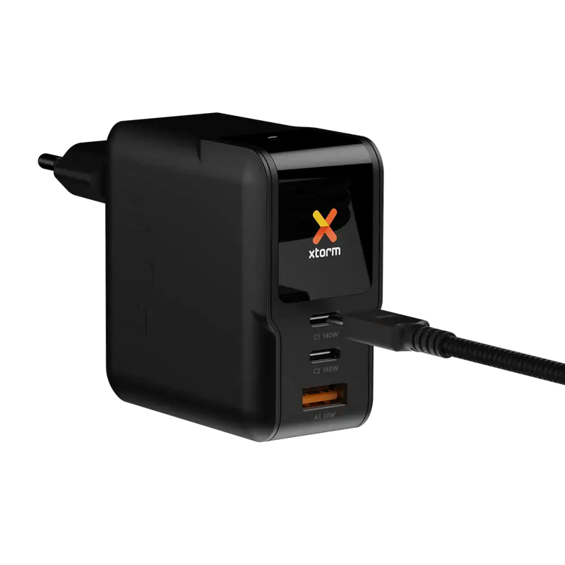 NextGen 140W Laptop Snellader - 3 poorten (2x USB-C PD + USB-A) - Midnight Black