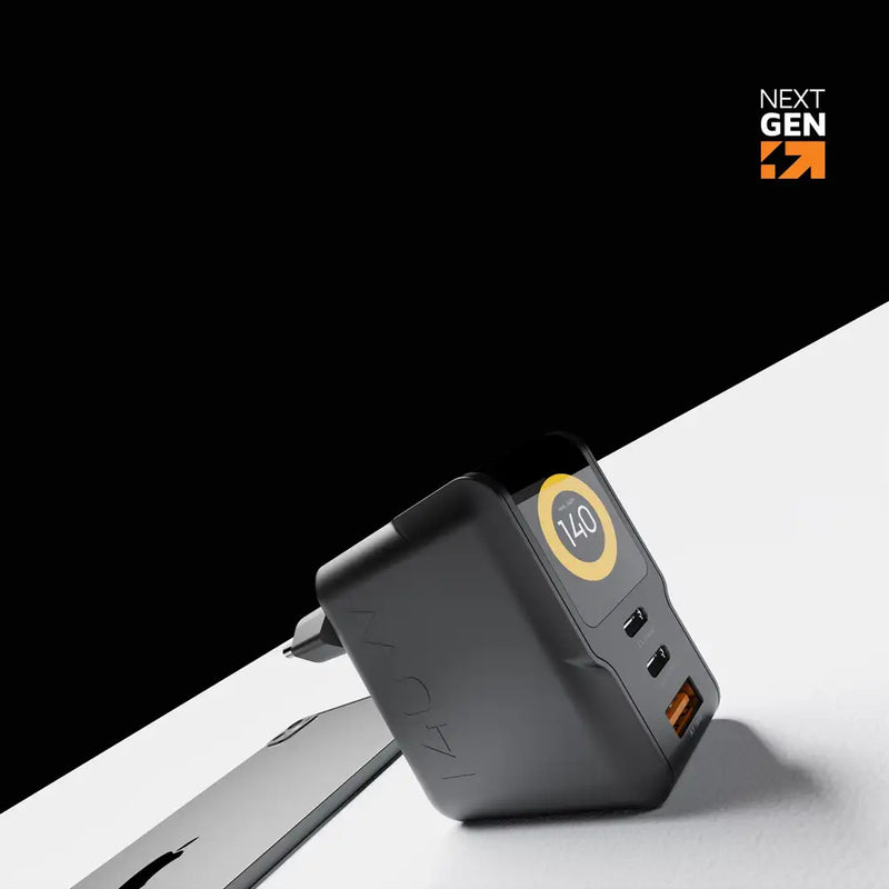 NextGen 140W Laptop Snellader - 3 poorten (2x USB-C PD + USB-A) - Midnight Black