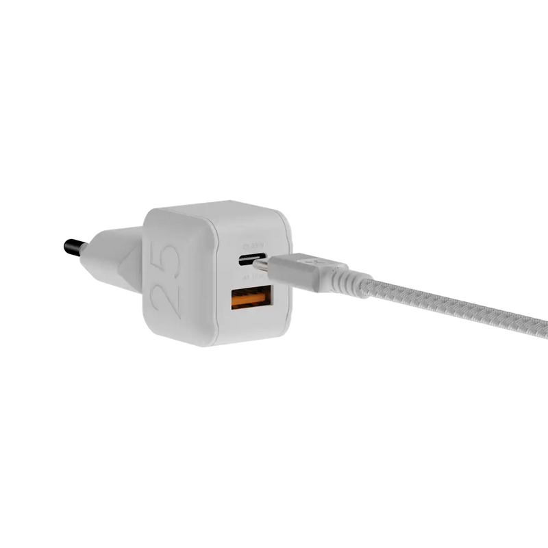 NextGen 25W Snellader - 2 poorten (USB-C PD + USB-A) - Dusk White