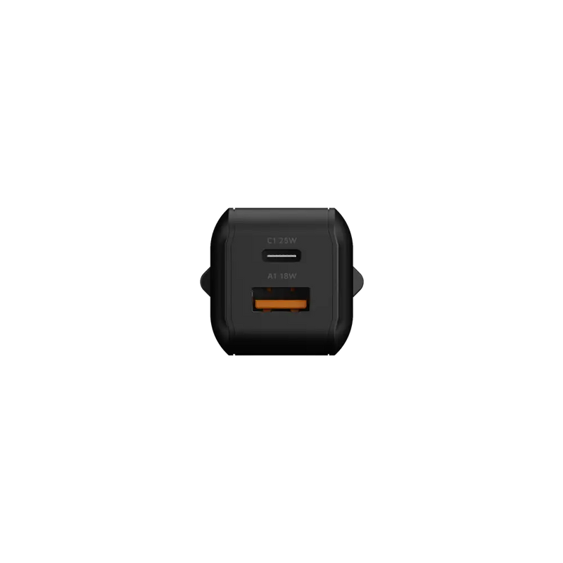NextGen 25W Snellader - 2 poorten (USB-C PD + USB-A) - Midnight Black