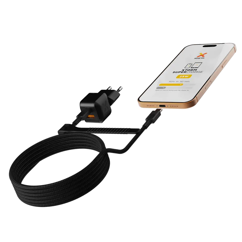 NextGen 25W Snellader - 2 poorten (USB-C PD + USB-A) - Midnight Black