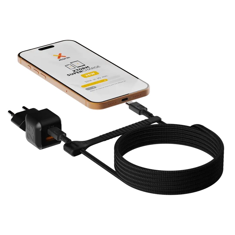 NextGen 25W Snellader - 2 poorten (USB-C PD + USB-A) - Midnight Black