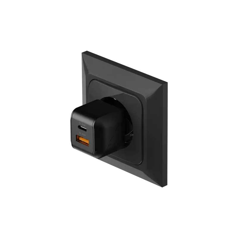 NextGen 25W Snellader - 2 poorten (USB-C PD + USB-A) - Midnight Black