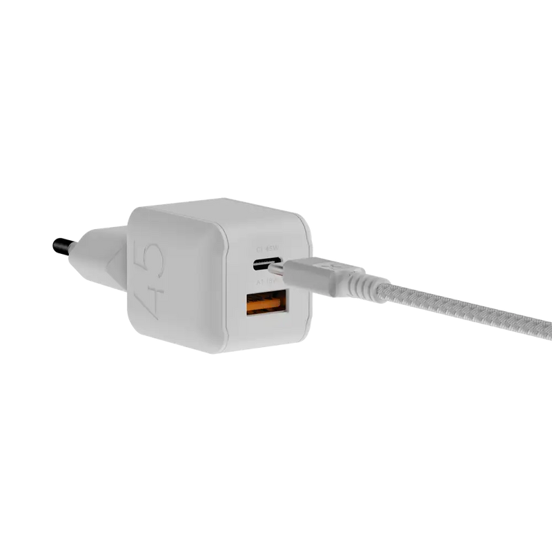 NextGen 45W Snellader - 2 poorten (USB-C PD + USB-A) - Dusk White