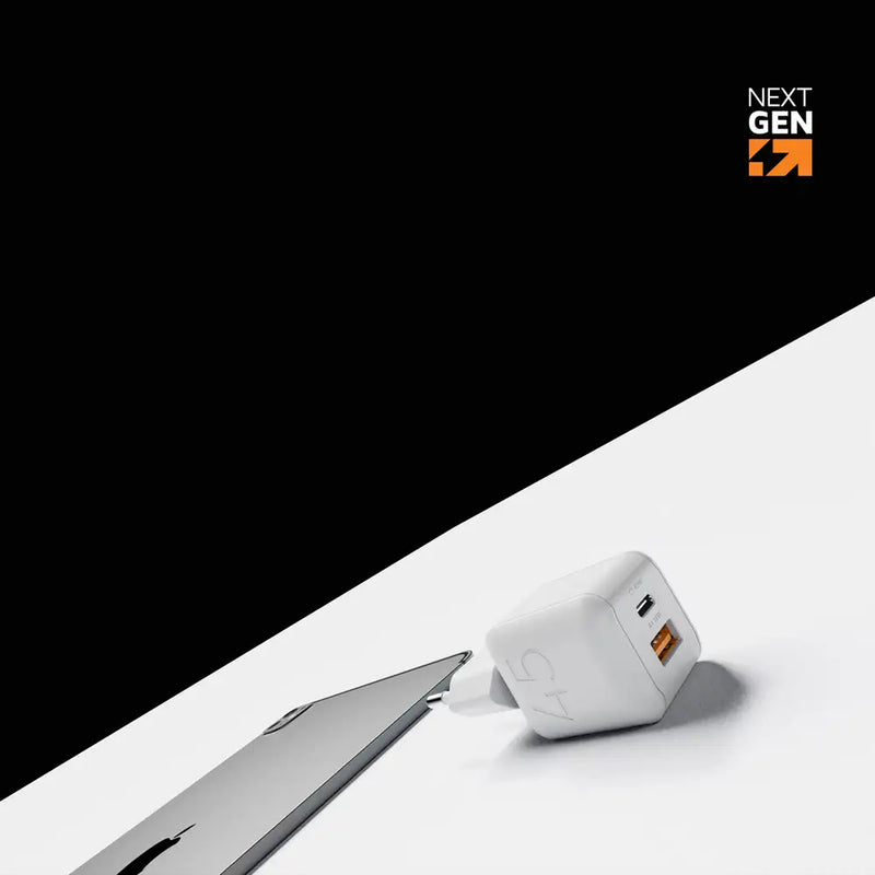 NextGen 45W Snellader - 2 poorten (USB-C PD + USB-A) - Dusk White