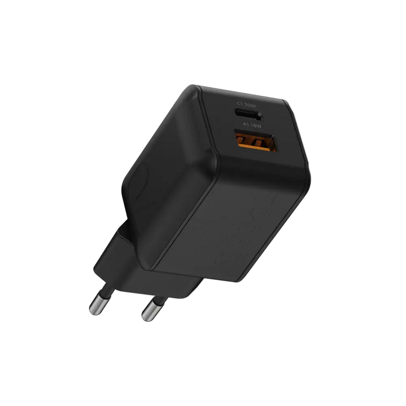 NextGen 70W Laptop Snellader - 2 poorten (USB-C PD + USB-A) - Midnight Black