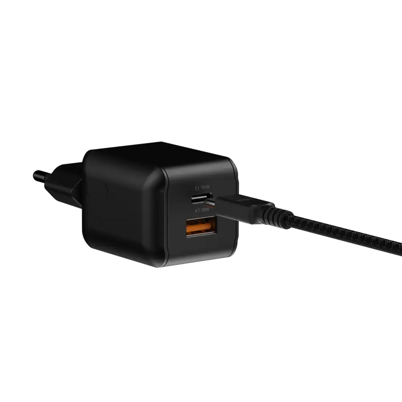 NextGen 70W Laptop Snellader - 2 poorten (USB-C PD + USB-A) - Midnight Black