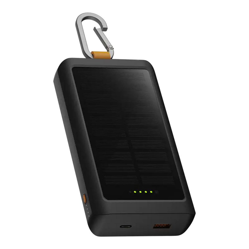 Go2 Powerbank 20W - 10.000 mAh met Solar en Lamp - Charcoal Black