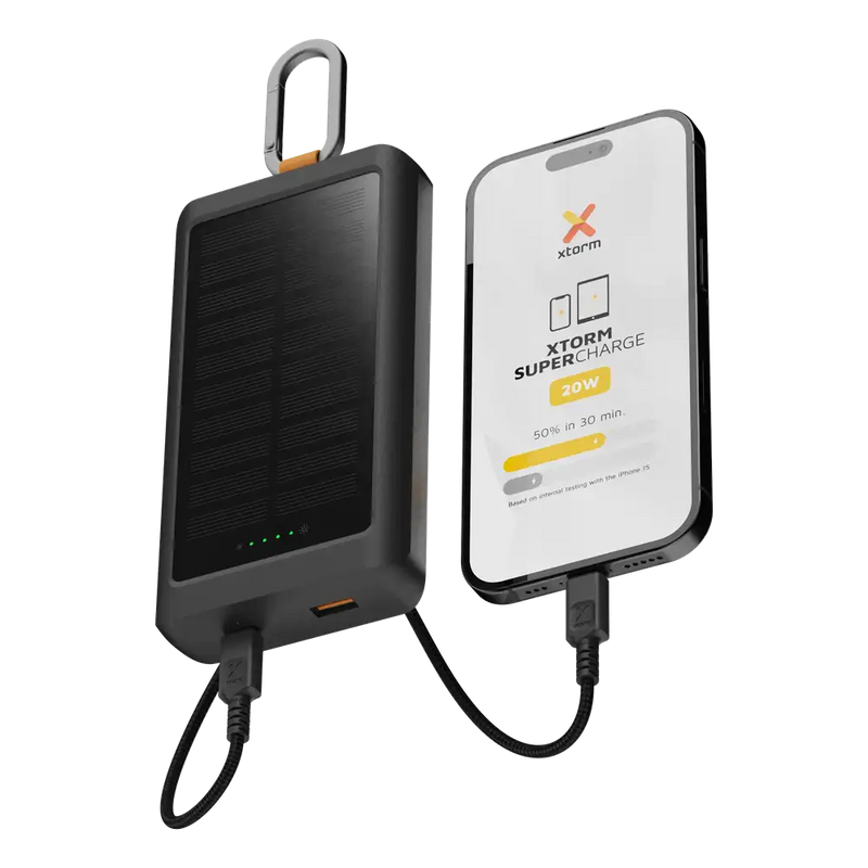 Go2 Powerbank 20W - 10.000 mAh met Solar en Lamp - Charcoal Black