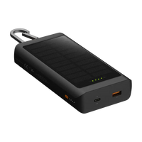 Go2 Powerbank 20W - 10.000 mAh met Solar en Lamp - Charcoal Black