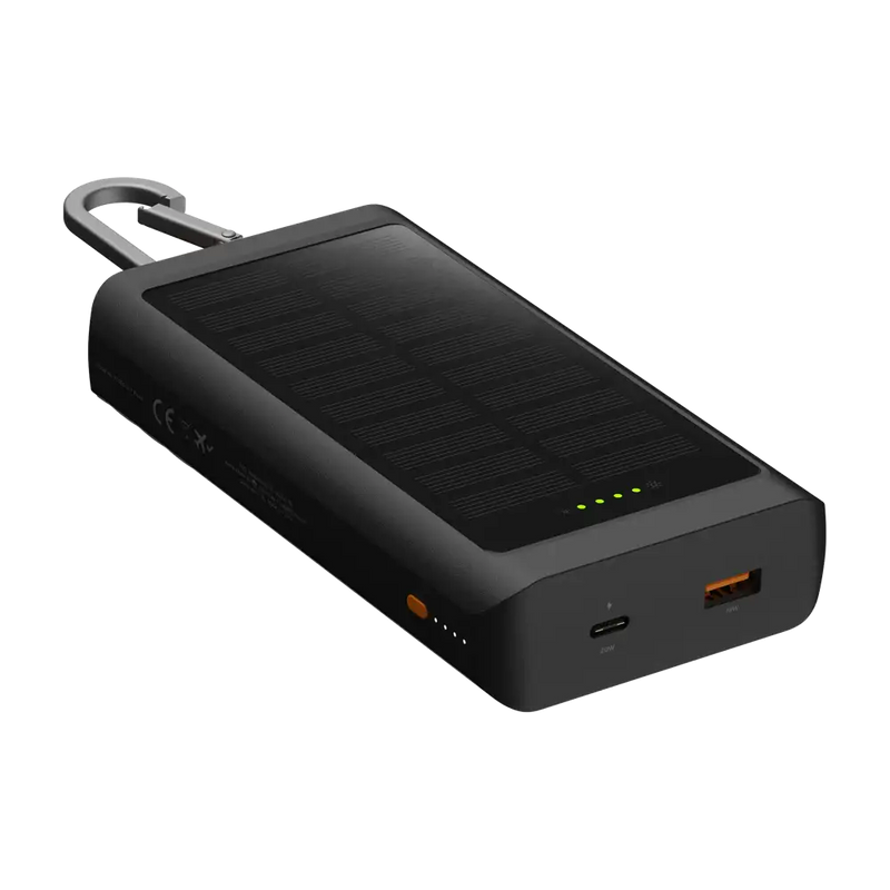 Go2 Powerbank 20W - 10.000 mAh met Solar en Lamp - Charcoal Black