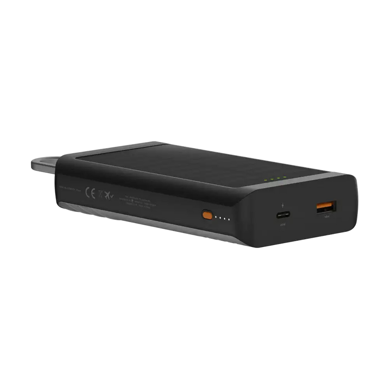 Go2 Powerbank 20W - 10.000 mAh met Solar en Lamp - Charcoal Black