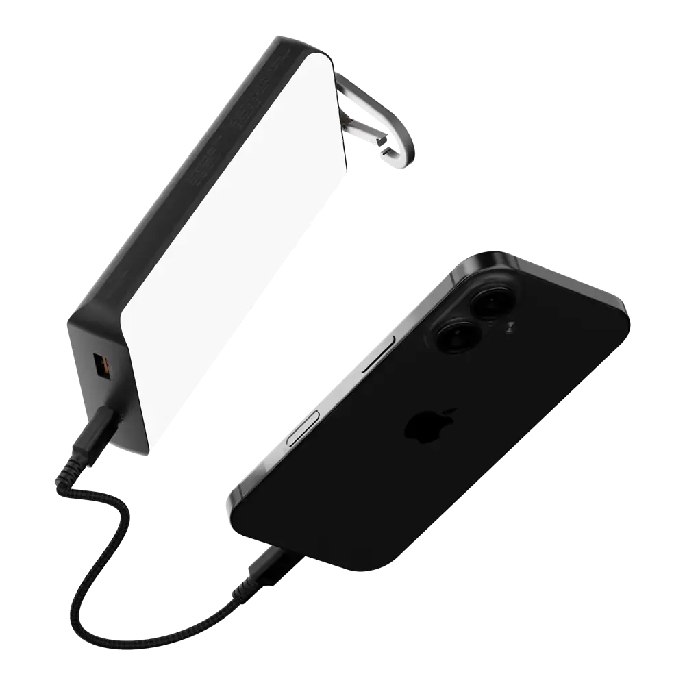 Go2 Powerbank 20W - 10.000 mAh met Solar en Lamp - Charcoal Black - Xtorm NL