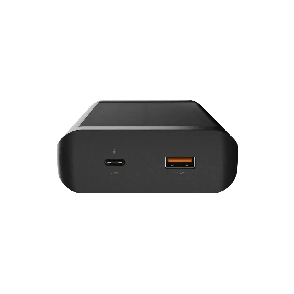 Go2 Powerbank 20W - 10.000 mAh met Solar en Lamp - Charcoal Black - Xtorm NL