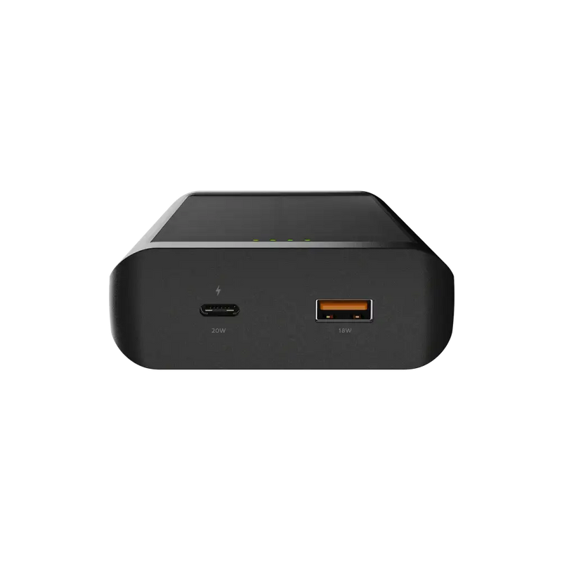 Go2 Powerbank 20W - 10.000 mAh met Solar en Lamp - Charcoal Black