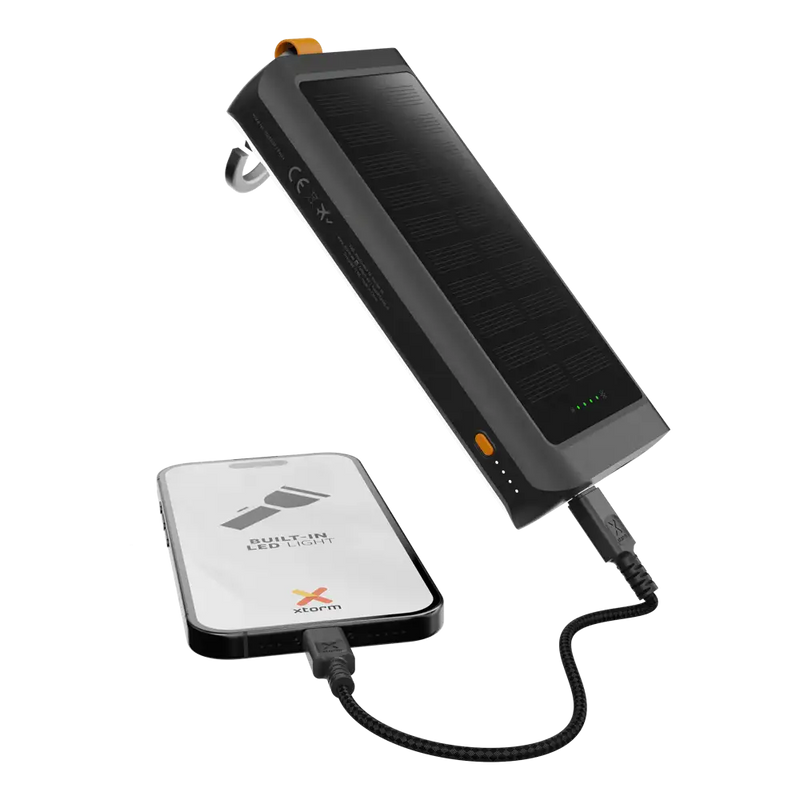 Go2 Powerbank 20W - 10.000 mAh met Solar en Lamp - Charcoal Black
