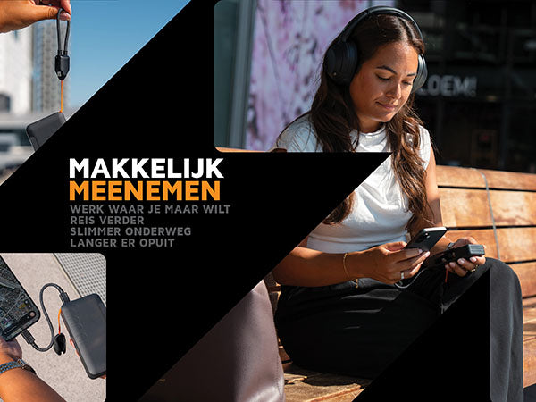 Makkelijk meenemen. Werk waar je maar wilt: Blijf productief zonder te hoeven zoeken naar stopcontacten. Reis verder: Dankzij de batterijcapaciteit van 36,5 Wh, geschikt voor vliegreizen in handbagage. Slimmer onderweg: Zorg dat je telefoon opgeladen blijft voor navigatie, muziek en videogesprekken. Langer er opuit: Houd je telefoon klaar voor foto’s, navigatie en spontane avonturen gedurende de hele dag