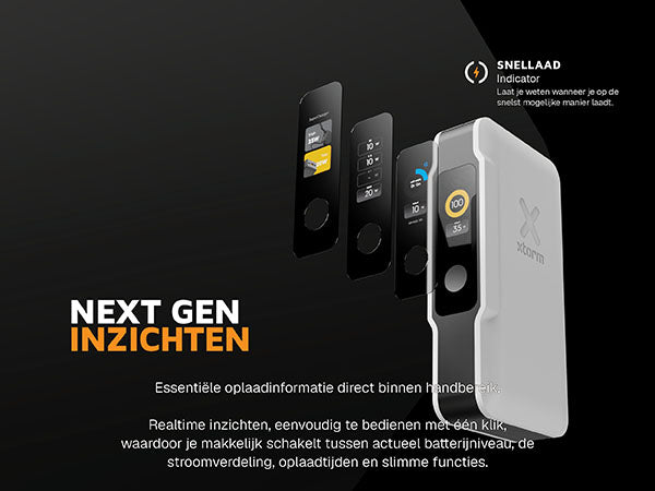 Next gen inzichten. Essentiële oplaadinformatie direct binnen handbereik. Realtime inzichten, eenvoudig te bedienen met één klik, waardoor je makkelijk schakelt tussen actueel batterijniveau, de stroomverdeling, oplaadtijden en slimme functies. Dimt automatisch zwart beeld wanneer het een tijdje niet wordt gebruikt, om afleiding te minimaliseren. Snellaad Indicator: Laat je weten wanneer je op de snelst mogelijke manier laadt