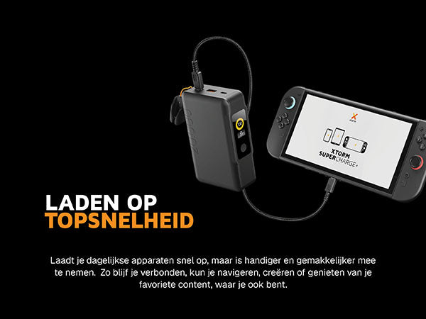 Laden op topsnelheid. Laadt je dagelijkse apparaten snel op, maar is handiger en gemakkelijker mee te nemen. Zo blijf je verbonden, kun je navigeren, creëren of genieten van je favoriete content, waar je ook bent. De meegeleverde FastCharge USB-C-kabel zorgt al vanaf het eerste gebruik voor optimale laadprestaties. 50% in 30 Minuten