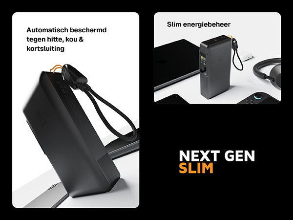 Next gen slim. Automatisch beschermd tegen hitte, kou & kortsluiting. Slim energiebeheer