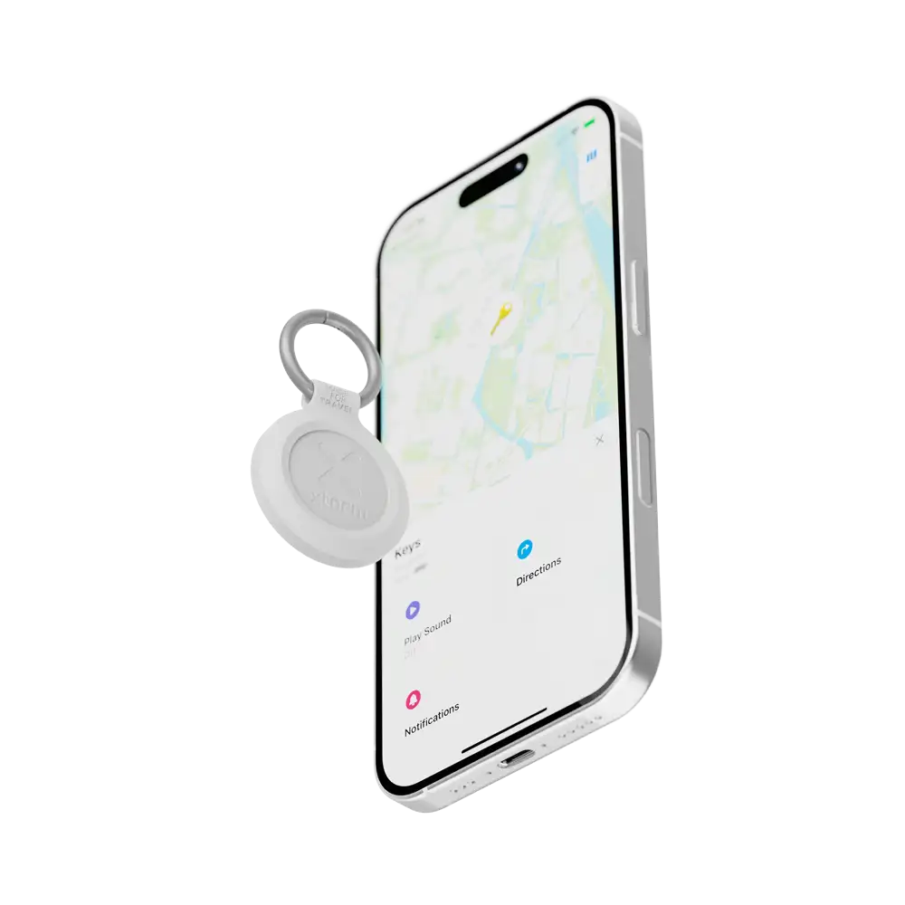 Xtorm TravelTag for iPhone (iOS) - Water-resistant - Ash White