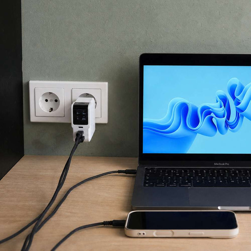 NextGen 140W Laptop Snellader - 3 poorten (2x USB-C PD + USB-A) - Dusk White