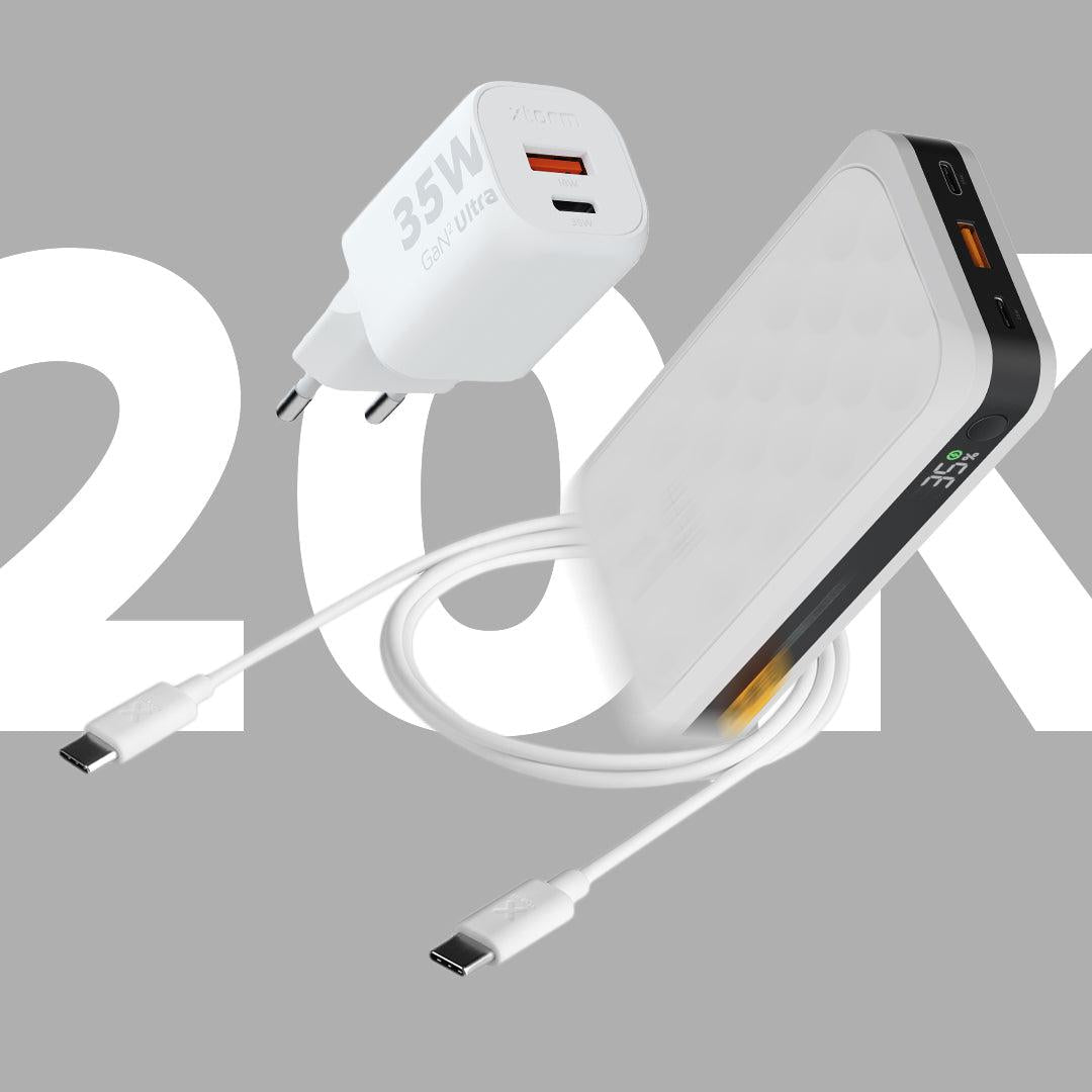 FS5 Dusk White 20.000 35W +35W Snellader +USB-C PD kabel 100W Bundel - Xtorm NL
