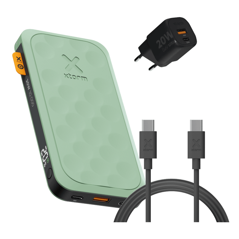 FS5 Snellaad Bundel - 10.000 mAh - Sage Green - Xtorm NL