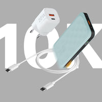 Thumbnail for FS5 Teal Blue 10.000 20W +20W Snellader +USB-C PD kabel 100W Bundel - Xtorm NL